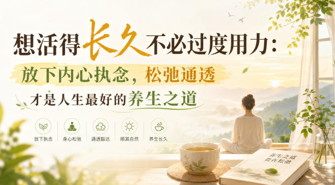 付费文章：想活得长久不必过度用力：放下内心执念，松弛通透才是人生最好的养生之道-悟思笔记，一个低调的学习营。