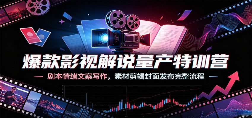 爆款影视解说量产特训营：剧本情绪文案写作，素材剪辑封面发布完整流程-悟思笔记，一个低调的学习营。