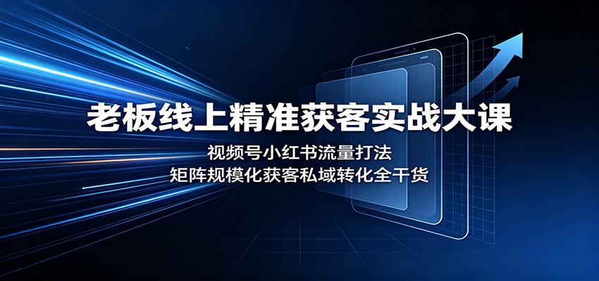 老板线上精准获客实战大课：视频号小红书流量打法，矩阵规模化获客私域转化全干货-悟思笔记，一个低调的学习营。