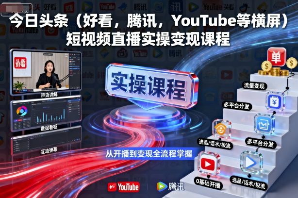 今日头条(好看，腾讯，YouTube等横屏)短视频直播实操变现课程-悟思笔记，一个低调的学习营。