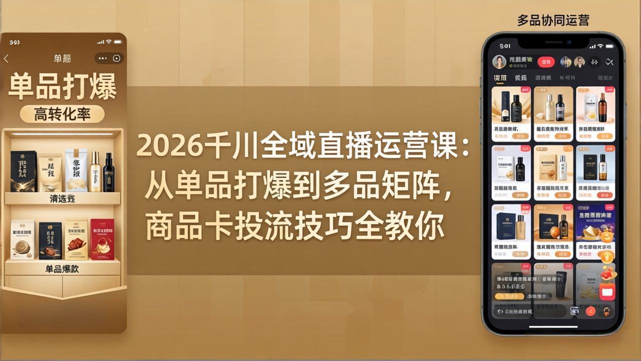 2026千川全域直播运营课：从单品打爆到多品矩阵，商品卡投流技巧全教你-悟思笔记，一个低调的学习营。
