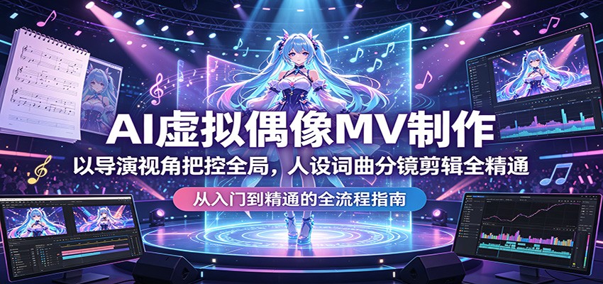 AI虚拟偶像MV制作：以导演视角把控全局，人设词曲分镜剪辑全精通-悟思笔记，一个低调的学习营。