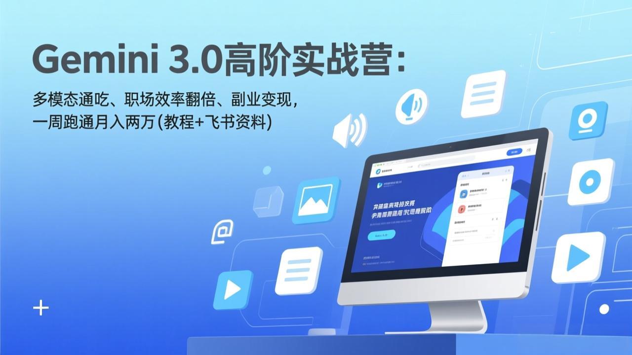 Gemini 3.0高阶实战营：多模态通吃、职场效率翻倍、副业变现，一周跑通月入两万(教程+飞书资料-悟思笔记，一个低调的学习营。