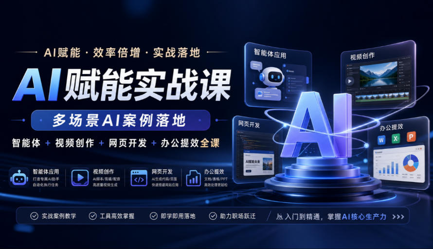 AI赋能实战课，多场景AI案例落地，智能体+视频创作+网页开发+办公提效全课-悟思笔记，一个低调的学习营。