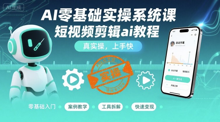 AI零基础实操系统课，短视频剪辑ai教程，真实操，上手快-悟思笔记，一个低调的学习营。