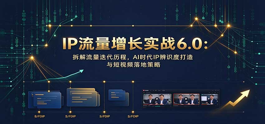 IP流量增长实战6.0：拆解流量迭代历程，AI时代IP辨识度打造与短视频落地策略-悟思笔记，一个低调的学习营。