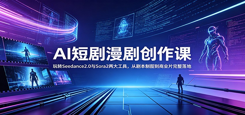 AI短剧漫剧创作课：玩转Seedance2.0与 Sora2两大工具，从剧本制图到商业片完整落地-悟思笔记，一个低调的学习营。