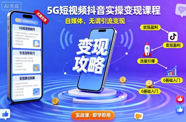 5G短视频抖音实操变现课程，自媒体，无谓引流变现-悟思笔记，一个低调的学习营。