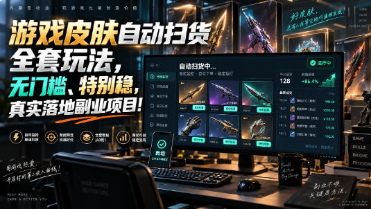 游戏皮肤自动扫货全套玩法，无门槛、特别稳，真实落地副业项目！【揭秘】-悟思笔记，一个低调的学习营。