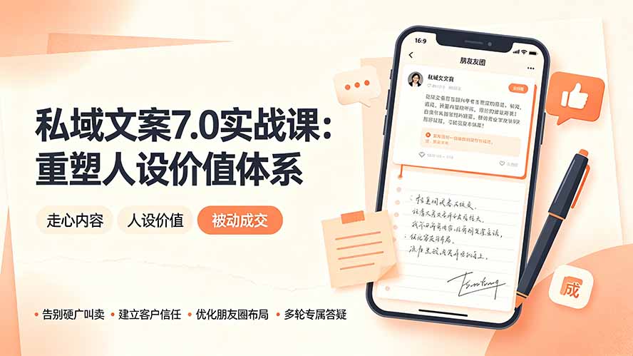 私域文案实战课7.0：重塑人设价值体系｜-告别硬广推销×走心内容×自我价值塑造，实现被动成交-悟思笔记，一个低调的学习营。