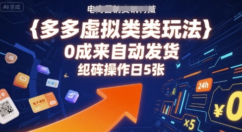多多虚拟类目玩法，0成本全自动发货，矩阵操作日5张-悟思笔记，一个低调的学习营。