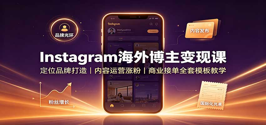 Instagram海外博主变现课：定位品牌打造，内容运营涨粉，商业接单全套模板教学-悟思笔记，一个低调的学习营。