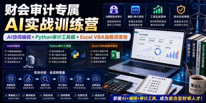 财会审计专属AI实战训练营｜AI协同编程+Python审计工具箱+Excel VBA加载项落地(更新0816)-悟思笔记，一个低调的学习营。