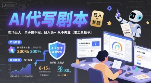 AI代写剧本，市场巨大，单子做不完，日入1k+ 永不失业【附工具指令】-悟思笔记，一个低调的学习营。