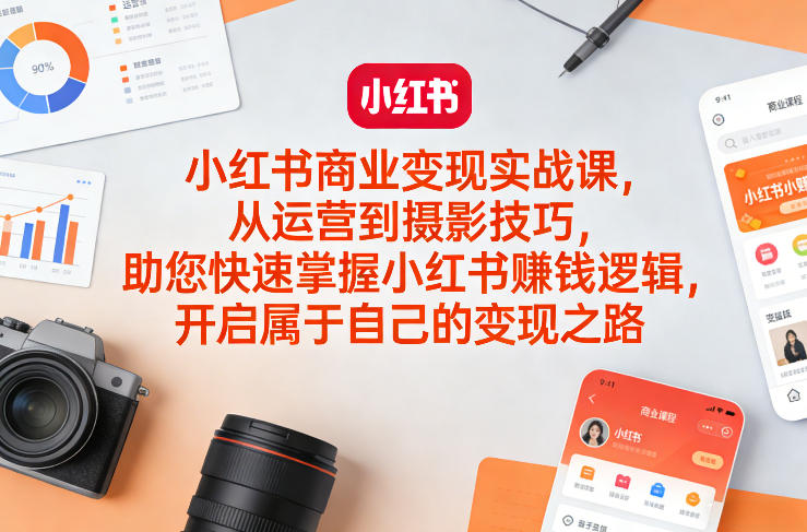 小红书商业变现实战课，从运营到摄影技巧，助您快速掌握小红书賺钱逻辑，开启属于自己的变现之路-悟思笔记，一个低调的学习营。