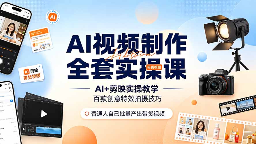 AI视频制作全套实操课，多款AI工具搭配剪映教学，百种特效运镜拍摄实操，抖音账号带货运营全覆盖-悟思笔记，一个低调的学习营。