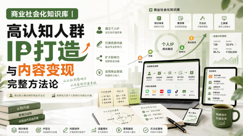 商业社会化知识库｜高认知人群IP打造与内容变现完整方法论【文档】-悟思笔记，一个低调的学习营。