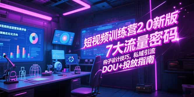短视频训练营2.0新版，7大流量密码/钩子设计技巧/私域引流/DOU+投放指南-悟思笔记，一个低调的学习营。
