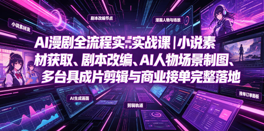 AI漫剧全流程实战课｜小说素材获取、剧本改编、AI人物场景制图、多工具成片剪辑、平台付费变现与商业接单完整落地-悟思笔记，一个低调的学习营。
