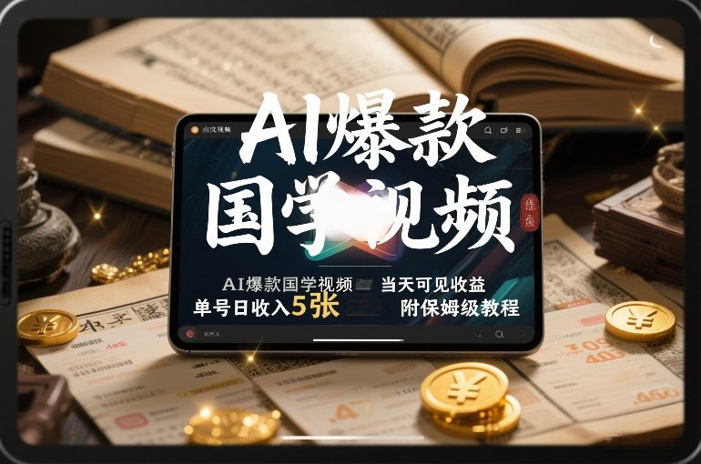 AI爆款国学视频，独家起号方法，小白直接上手，当天可见收益，单号日收入5张+附保姆级教程-悟思笔记，一个低调的学习营。