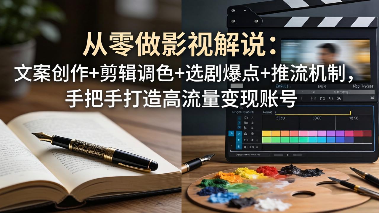 从零做影视解说：文案创作+剪辑调色+选剧爆点+推流机制，手把手打造高流量变现账号-悟思笔记，一个低调的学习营。