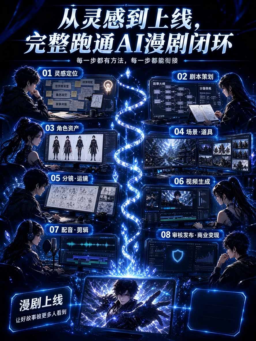 图片[2]-【无水印】2026AI漫剧创作与商业变现掘金营：打通选题→AI编剧→角色场景→自动分镜→视频生成→剪辑发布→运营变现-悟思笔记，一个低调的学习营。