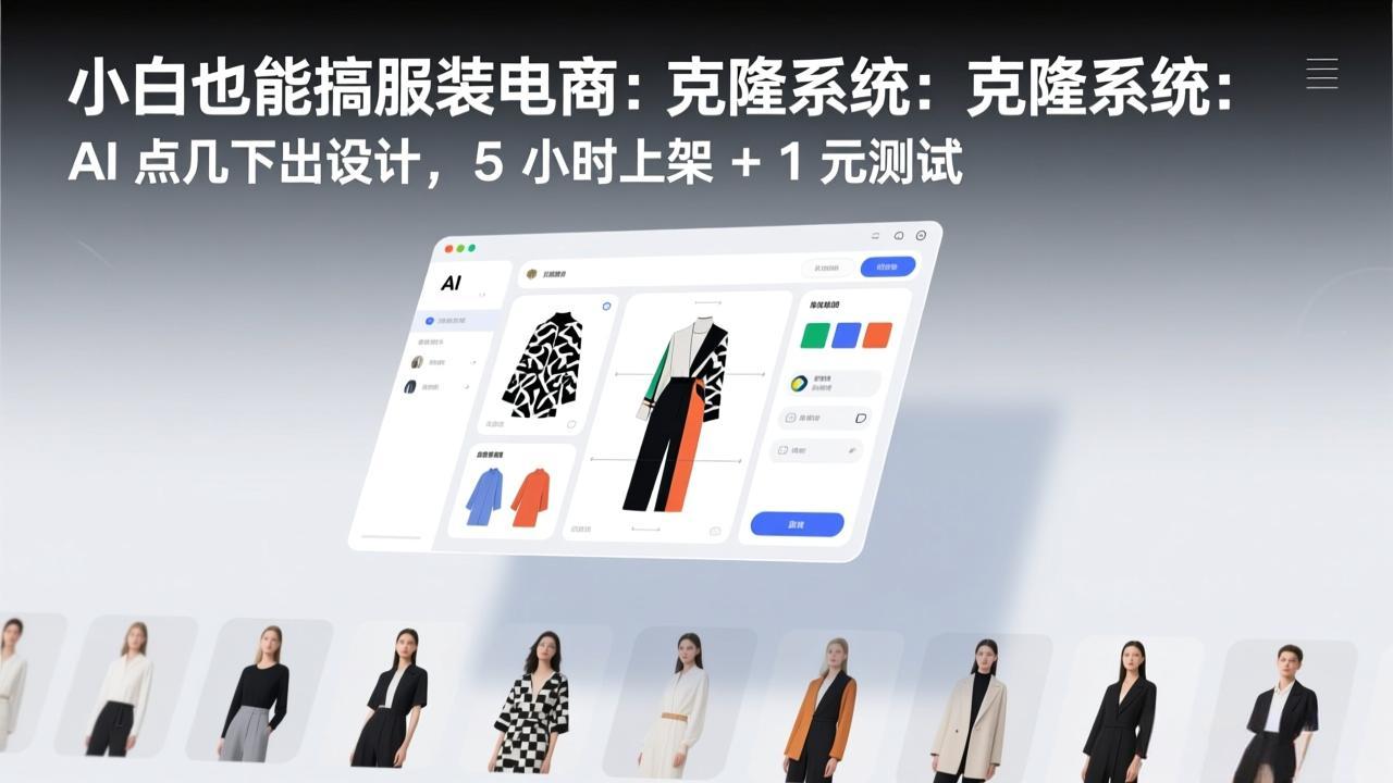 小白也能搞服装电商：克隆系统：AI 点几下出设计，5 小时上架 + 1 元测试-悟思笔记，一个低调的学习营。