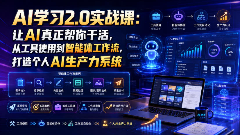AI学习2.0实战课：让AI真正帮你干活，从工具使用到智能体工作流，打造个人AI生产力系统-悟思笔记，一个低调的学习营。