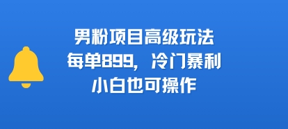 男粉项目高级玩法，每单899，冷门暴利，小白也可操作-悟思笔记，一个低调的学习营。