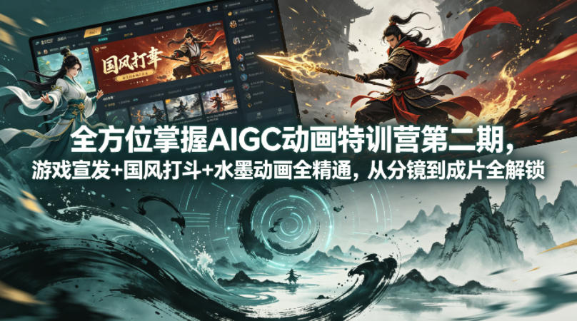 全方位掌握AIGC动画特训营第二期，游戏宣发+国风打斗+水墨动画全精通，从分镜到成片全解锁-悟思笔记，一个低调的学习营。