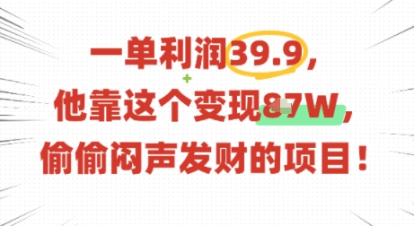 一单利润39.9，有人靠这个变现几十个，偷偷闷声发财的项目-悟思笔记，一个低调的学习营。