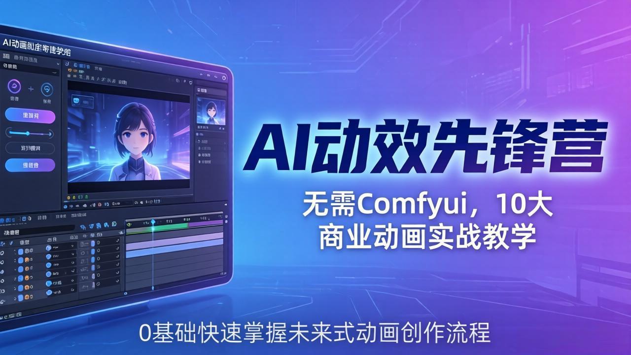 AI 动效先锋营：无需Comfyui，10大商业动画实战教学，0基础快速掌握未来式动画创作流程-悟思笔记，一个低调的学习营。
