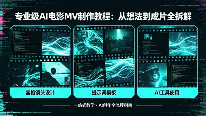 专业级AI电影MV制作教程，从想法到成片全拆解，宫格镜头+提示词模板+AI工具一站式教学-悟思笔记，一个低调的学习营。
