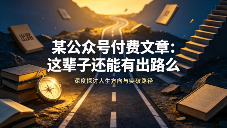 某公众号付费文章：这辈子还能有出路么-悟思笔记，一个低调的学习营。