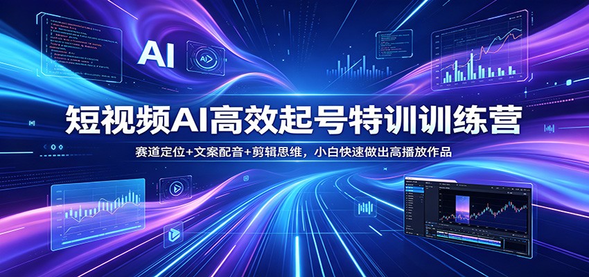 短视频AI高效起号特训训练营：赛道定位+文案配音+剪辑思维，小白快速做出高播放作品-悟思笔记，一个低调的学习营。