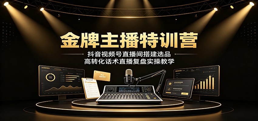金牌主播特训营：抖音视频号直播间搭建选品，高转化话术直播复盘实操教学-悟思笔记，一个低调的学习营。