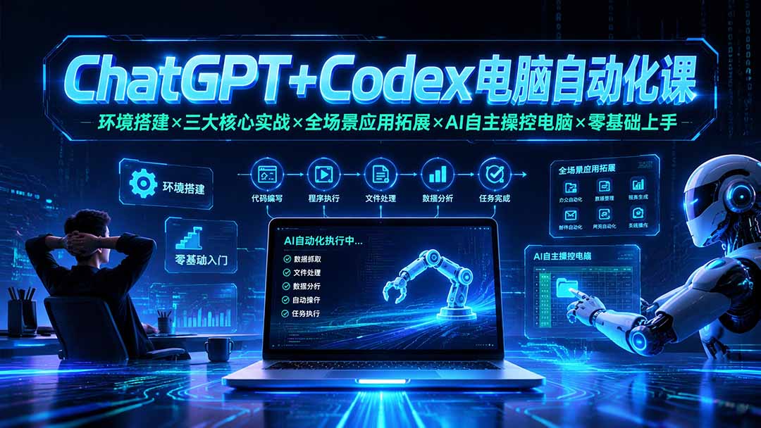 ChatGPT+Codex电脑自动化课：环境搭建×三大核心实战×全场景应用拓展×AI自主操控电脑×零基础上手-悟思笔记，一个低调的学习营。