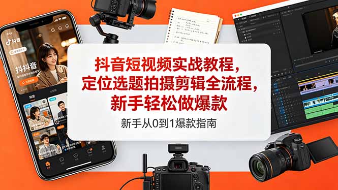 抖音短视频实战教程，定位选题拍摄剪辑全流程，新手轻松做爆款-悟思笔记，一个低调的学习营。