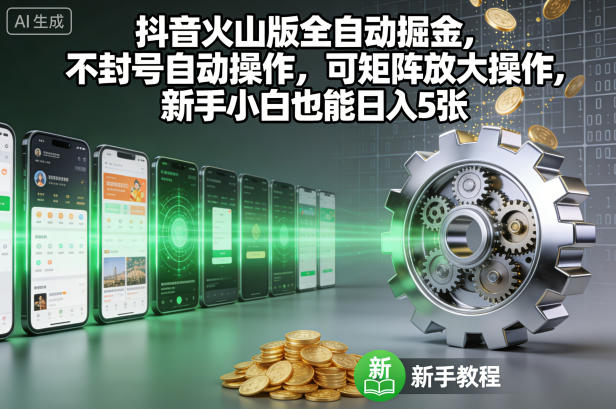 抖音火山版全自动掘金，不封号自动操作，可矩阵放大操作，新手小白也能日入5张【揭秘】-悟思笔记，一个低调的学习营。