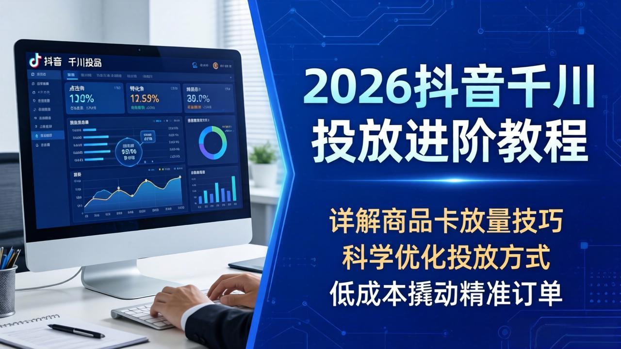 2026抖音千川投放进阶教程，详解商品卡放量技巧，科学优化投放方式，低成本撬动精准订单-悟思笔记，一个低调的学习营。