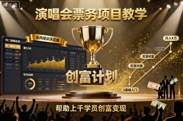 演唱会票务项目教学，业内培训天花板，帮助上千学员创富变现-悟思笔记，一个低调的学习营。