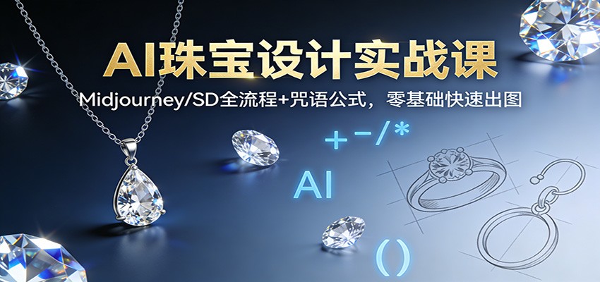 AI珠宝设计实战课：Midjourney/SD全流程+咒语公式，零基础快速出图-悟思笔记，一个低调的学习营。