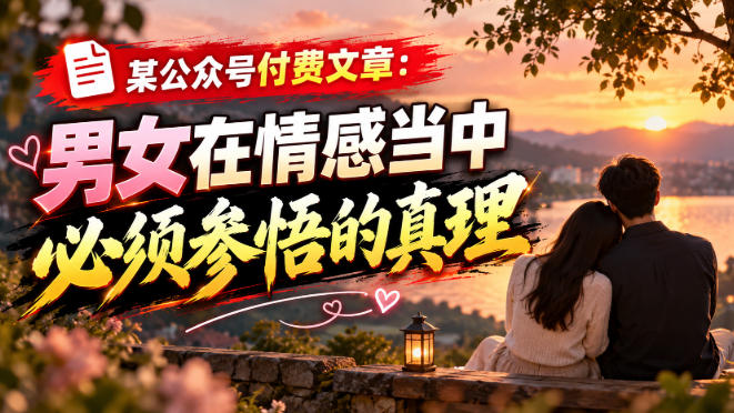 某公众号付费文章：男女在情感当中必须参悟的真理-悟思笔记，一个低调的学习营。