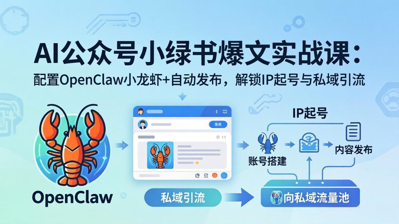 AI公众号小绿书变现实战课：小绿书爆文写作+OpenClaw自动发布，解锁IP起号与私域引流-悟思笔记，一个低调的学习营。