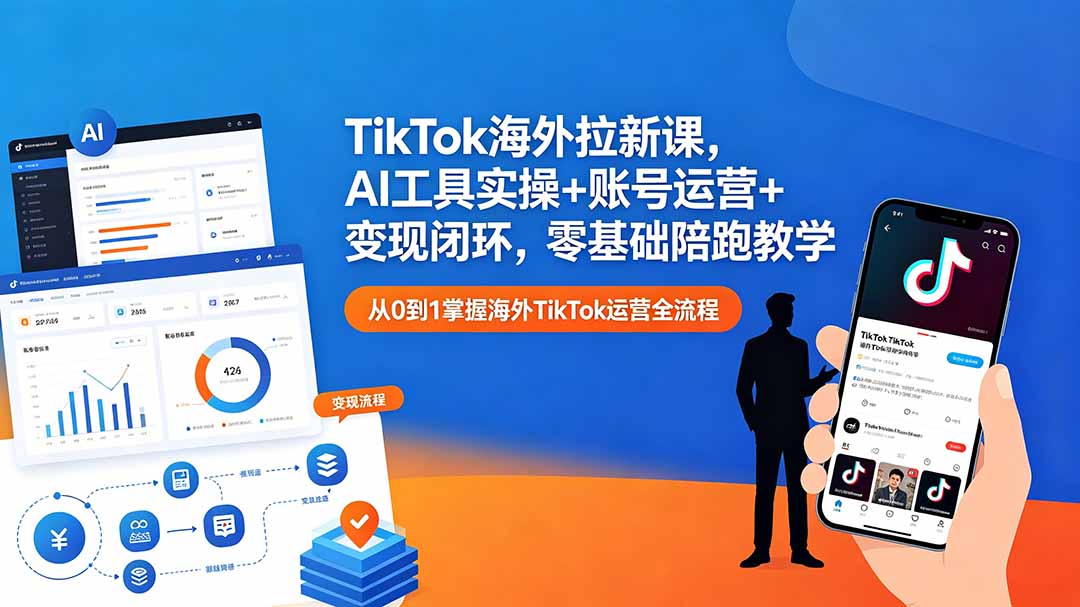 TikTok海外拉新课，AI工具实操+账号运营+变现闭环，零基础陪跑教学-悟思笔记，一个低调的学习营。