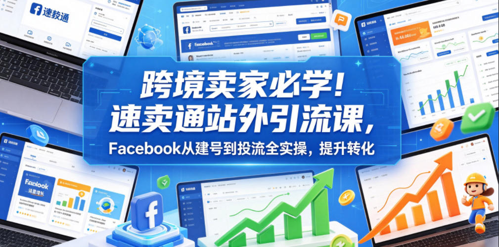 跨境卖家必学！速卖通站外引流课，Facebook从建号到投流全实操，提升转化-悟思笔记，一个低调的学习营。