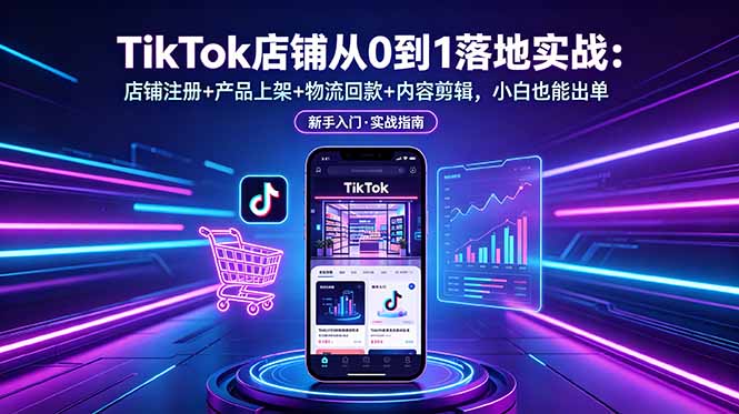 TikTok店铺从0到1落地实战：店铺注册+产品上架+物流回款+内容剪辑，小白也能出单-悟思笔记，一个低调的学习营。