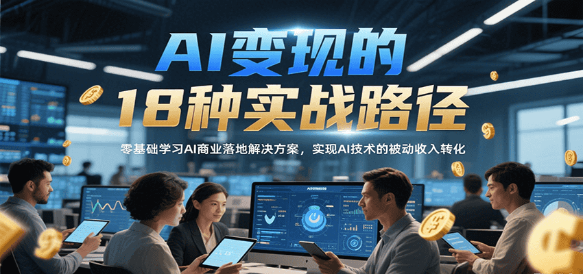 AI变现的18种实战路径，零基础学习AI商业落地解决方案，实现AI技术的被动收入转化-悟思笔记，一个低调的学习营。