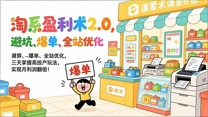 淘系盈利术2.0，避坑、爆单、全站优化，三天掌握高投产玩法，实现月利润翻倍！-悟思笔记，一个低调的学习营。