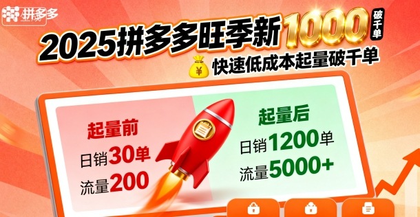 2025拼多多旺季新老店铺——快速低成本起量破千单-悟思笔记，一个低调的学习营。